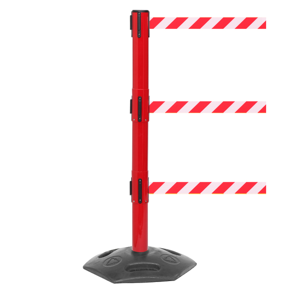 Queue Solutions WeatherMaster Triple 250, Red, 11' Red/White THIS LINE IS CLOSED Belt WMRTriple250R-RWLC110